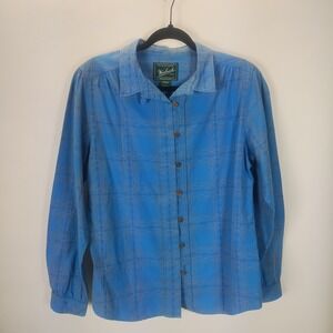 Woolrich Button up Women's Large Blue Cotton Lightweight